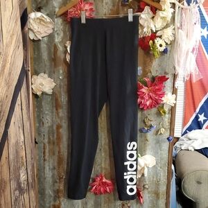 XS Adidas Black Leggings with White Logo